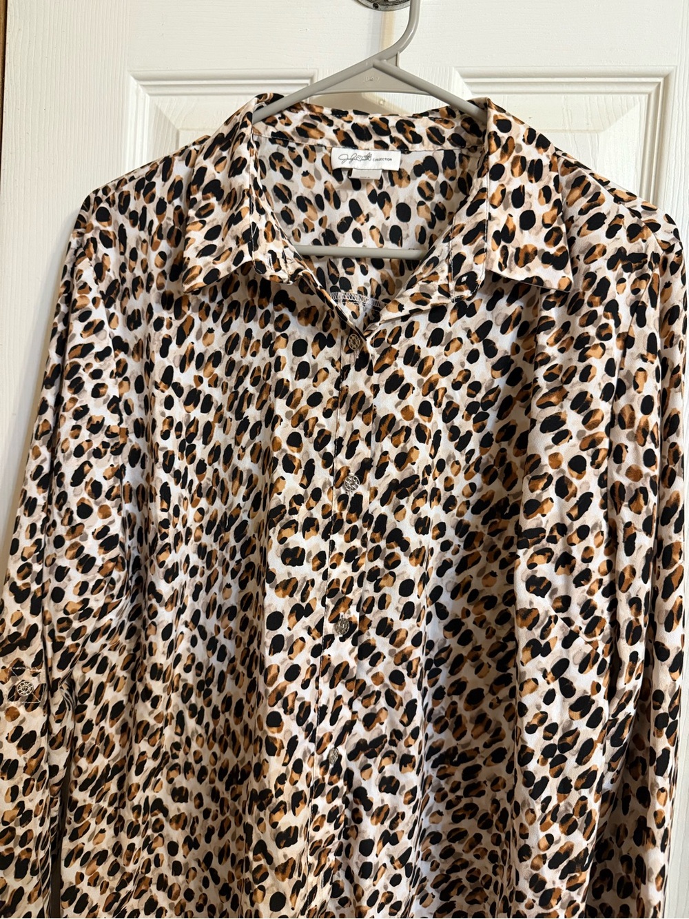 Stylish Animal Print Button-Up Shirt - Brown/Black